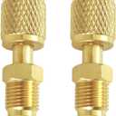 2 Pcs R32 & R454B Refrigerant Brass Adapter, 1/4" Internal Thread to 1/4" External Reverse Thread Quick Connect Female Male Fittings for Mini Split Systems Tanks AC Vacuum Pump & Gauge Hose Connector