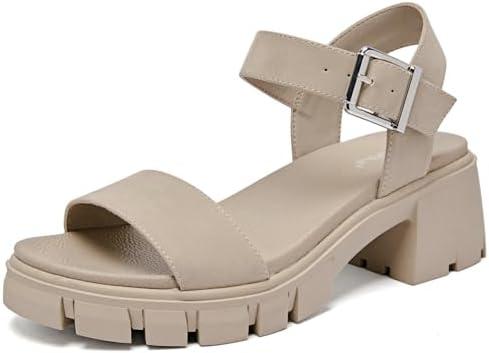 Luoika Women's Wide Width Pump Heel Sandals, Fashion Plateform Block Heel Open Toe Sandal with Adjustable Ankle Strap Women's Casual Summer Shoes. 10 WW