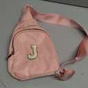 Birthday Gifts for for Girls Women- 7 8 9 10 11 12 13 Year Old Girls Small Initial Sling Bag Cross Body Bag Fanny Pack for Girls J (Pink)