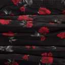 Verdusa Women's Floral Mesh Micro Mini Skirts Ruched High Waist Bodycon Ruffle Skirt (Black, L)