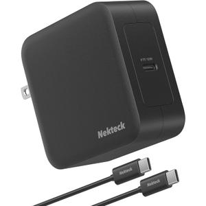 Nekteck 100W USB C Charger, Compact and Foldable Fast Charging GaN IV Charger with 6.6 Ft Cable, Compatible with MacBook Air/Pro, iPad Pro and All USBC Devices (Black)