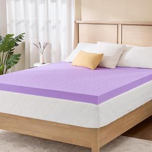 4 Inch Full Lavender Infusion Memory Foam Mattress Topper for Relaxing Sleep, Ventilated & Pressure Relieving, CertiPUR-US Certified, Medium Firm Topper in a Box, Full Size, 54"x75"