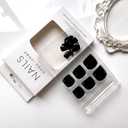 24pcs Press On Toes Nails Pure Black Fake Toenails Full Cover Short Glue On Toe Nails Glossy Minimalist Design Acrylic Toe Nails Summer Black False Toe Static Nails For Women Toes Nail Decorations