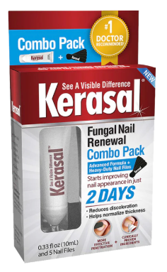 Kerasal Nail Renewal and Nail File Combo Pack, Restores Appearance of Discolored or Damaged Nails, 5 Heavy Duty Nail Files, 0.33 fl oz, Clear