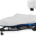 1200D Waterproof Boat Cover - Fits 17' to 19' ft Bass, V-Hull, Tri-Hull, Fish & Ski, Runabout Bowrider Boats - Heavy Duty Canvas Gray