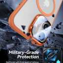 VOFATA [Upgraded Full Camera Protection] for iPhone 17 Case with Camera Cover Stand [Fit for MagSafe][10FT Mil-Grade Protection] Translucent Magnetic iPhone 17 Phone Case, Orange