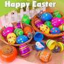 60 PCS 3.1" Plastic Printed Easter Eggs Bulk, Bright Colorful Fillable Empty Easter Eggs Bulks for Egg Hunt, Kids Easter Basket Stuffers Fillers Classroom Prizes Rewards Party Favors for Boys Girls