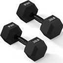 Rubber Encased Exercise & Fitness Hex Dumbbell, Hand Weights with Anti-Slip Metal Handle for Home Gym, 20 LB, Single 