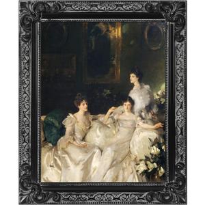 Wood Canvas Frame for 12x16 Oil Paintings, Finished 12x16 Gothic Ornate Frame for Wall Art Prints, Luxury Vintage Painting Frame for Home Office Decor, No Back & Cover (Black)