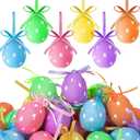 30 Pcs Mini Fabric Wrapped Easter Eggs Hanging Ornaments with Bow - Dots Decorations for Party, Birthday, Home, Garden