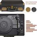 Vinyl Record Player 3-Speed Bluetooth Suitcase Portable Belt-Driven Record Player with Built-in Speakers RCA Line Out AUX in Headphone Jack Vintage Turntable