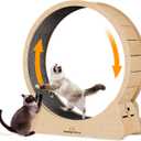 Homegroove XXL Cat Exercise Wheel, 52"/132cm Large Cat Wheel, Solid Wood Cat Treadmill with Integrated Safety Lock, Spine Alignment Design for Large Indoor (XXL, Natural Wood)