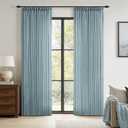 MIULEE Pinch Pleated Stone Blue Linen Curtains 84 Inches Long 2 Panels for Bedroom Living Room, Soft Thick Linen Textured Window Drapes Back Tab Hooks Semi Sheer Light Filtering Dusty Blue Decor