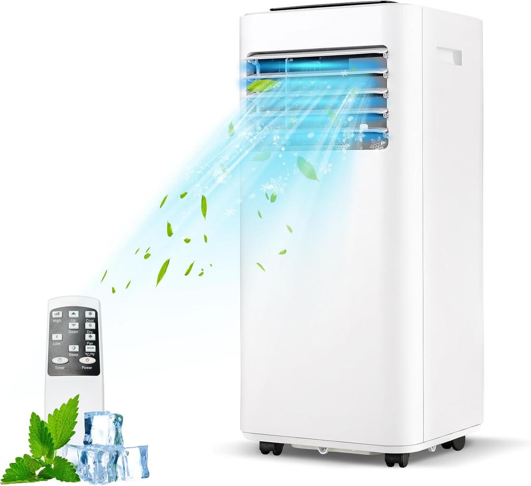 SIMOE Portable Air Conditioner for Room, 8000BTU 3-IN-1 Portable AC Unit Cooling up to 350 sq.ft, w/Remote Control, 24H Timer & Window Kit, AC Built-in Cooling, Dehumidifier & Sleep Modes White