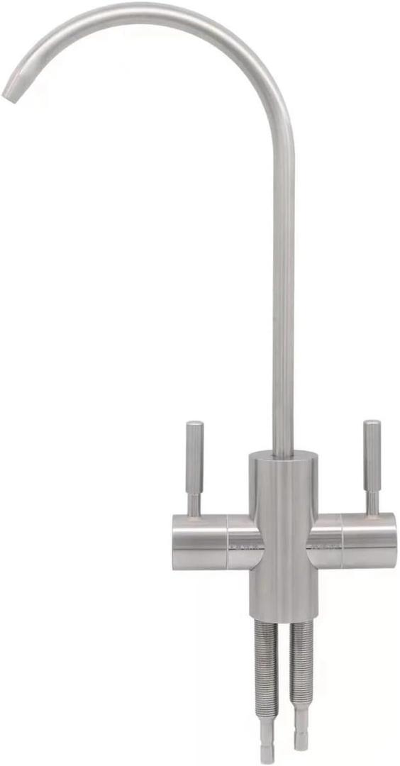 Two Way Drinking Faucet with Two Handles, Water Purifier RO Faucet, Stainless Steel Direct Drinking Kitchen tap for Filters, Sparkling, Cold Water