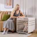 Foldable Dog Crate FurnitureAcrylic Dog Cage End Table, for Small/Medium Dogs,Durable Dog cage with Movable and Modular Design - Safe, Stylish and Convenient
