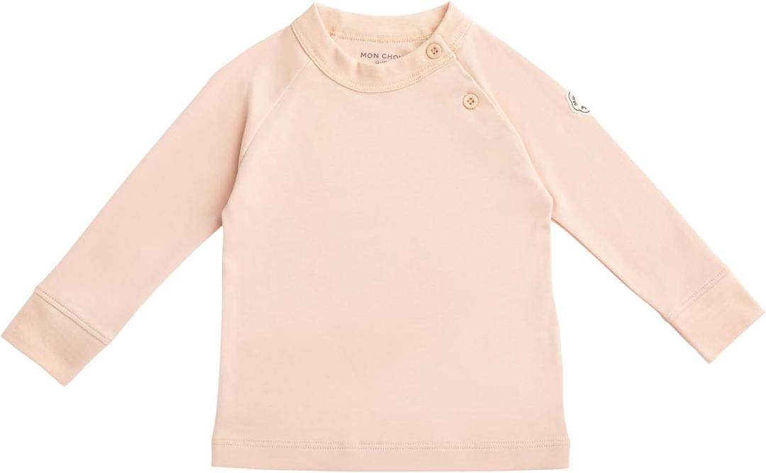 MON CHOU Premium Long Sleeve Shirt - Luxuriously Soft, 100% Pima Cotton Long Sleeve Baby Shirts - Organic Cotton Baby Clothes (Bloom, 6-9 Months)