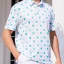 Mens Polo Shirts Short Sleeve Print Golf Shirts Gifts for Men (White, M)