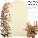 7.2FT Arch Backdrop Cover, Beige Spandex Arch Cover Stretchy Backdrop Stand Cover with Balloon Tying Tools for Wedding Ceremony Baby Shower Birthday Party Photo Background Arch Decorations