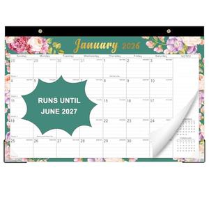 Lbylyhxc 2026 Desk Calendar, 18-Month Calendar Runs from Jan. 2026 to Jun. 2027, Large 17" x 12" Desktop/Wall Monthly Calendar for Home, School or Office (Flowers Desk Calendar)