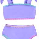 YOUNGER TREE Toddler Baby Girls Swimsuit Two Piece Solid Color Stripe Swimwear Summer Beach Bikini Bathing Suit (Purple)