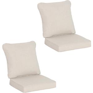 COZYVIDA Outdoor Deep Seat Cushion Set of 2,20.5" x 21.5"x3.5" Patio Cushions Resilient Foam Filling, Water-Resistant Stain-Resistant UV-Resistant 1000+ Hrs, Weather Resistant,YKK Zippers,Putty, 20.5"x21.5"x3.5" 2sets