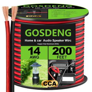 14 Gauge Speaker Wire- 200 ft Spec Soft Touch Audio Wire for Car Stereos, Home Theater, Surround Sound - Flexible 14 AWG Speaker Cable - Red/Black