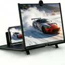 Phone Magnifier Screen for Movies, 12" 3D HD Foldable Screen Magnifier for Cell Phone Anti-Blue Light Big Screen Enlarger for All Smartphones  Black