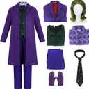 8pcs Adult Halloween Costume Set for Mens Purple Costume for Role Cosplay Cute Soft Costume for Halloween Party, Size: Small