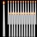 Macarrie 24 Packs Flameless Taper Candles Battery Operated Fake 11 Inch Long Candlelight LED Flameless Candlesticks Flickering Tapered for Christmas Church Prayer New Year Wedding (Silver)