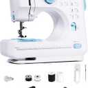 Portable Sewing Machine for Beginners, Mini Electric Sewing Machine with 12 Stitches 2 Speeds Foot Pedal, Dual Power Small Handheld Sewing Machine for Home Travel Easy to Use Blue Maquina de Coser