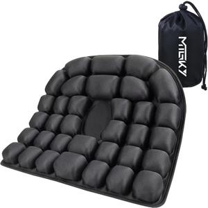 Upgrade Travel Seat Cushion for Airplane,Portable&Adjustable Air Seat Cushion,Coccyx Tailbone Pain Relief Chair Pad,Inflatable Cushion for Wheelchair, Travel,Driving,Office Work (Round+black)