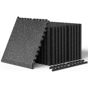 0.4" Thick Rubber Top Exercise Mat, Interlocking Puzzle Gym Flooring Mat
