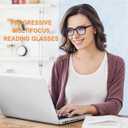 Progressive Multifocus Reading Glasses for Women Men Blue Light Blocking Spring Hinge Square Computer Readers