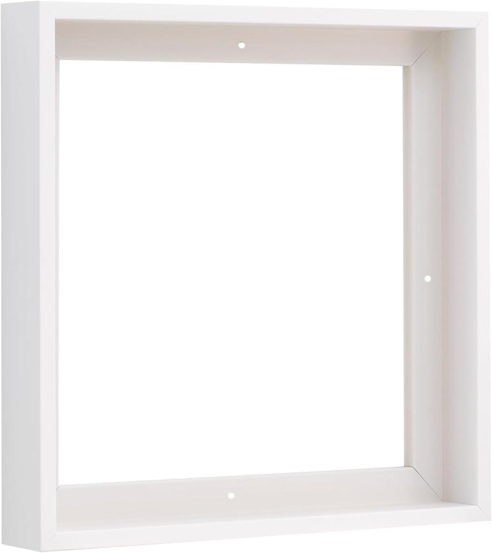 PIXY CANVAS Floater Frame 18x18 for 1-1/2 (1.5) inch Deep Canvas Paintings/Canvas Prints/Wood Canvas Panels/Wall Art/Wall Decor/Home Decor/Artwork (White, 18 x 18 inch, Square)