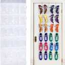 24-Pocket Over-The-Door Shoe Organiser, Folding Hanging Organiser with Hooks, Heavy-Duty Hanging Mesh Holder for Bedroom, Bathroom, Wardrobe (1pc)