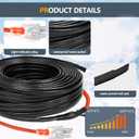 160FT Heating Cable for Metal and Plastic Home Pipes, Energy-efficient, Heat Tape for Water Pipes, Pipe Freeze Protection, Keeps Water Flowing at -40, 120V, 5W/FT
