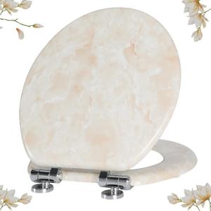 Angel Shield Marble Toilet Seat Durable Molded Wood with Quiet Close, Easy Clean, Quick-Release Hinges (Round, Beige Marble) (Round-16.5) Angel Shield Marble Toilet Seat Durable Molded Wood with Quiet Close, Easy Clean, Quick-Release Hinges (Round, Beige Marble) (Round-16.5)