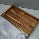 Extra Large (22") Square Premium Acacia Wood Ottoman Tray with Handles - Use for Serving Food in Style for Dinner, Breakfast, Snacks, BBQ, Entertaining Guests & More - Brown