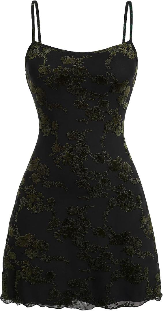 Milumia Women‘s Summer Mini Dress 90s Boho A Line Mesh Short Dresses (Black, M)