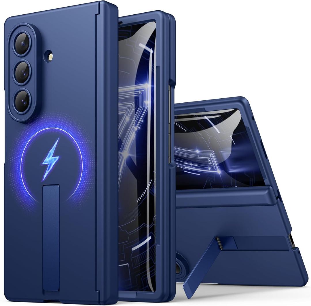BXYJY for Samsung Galaxy Z Fold 7 Case with Stand, Compatible with MagSafe, Front Screen Protector, Camera & Hinge Protection, Slim Rugged Full Body Magnetic Phone Case for Samsung ZFold 7, Blue