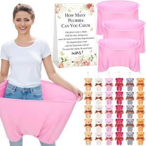 Soulchen 34 Pcs Baby Shower Games Bridal Shower Games Funny Activities with Bears Included Funniest Game for Women or Men How Many Plushies Can You Catch in Your Diaper (Pink)
