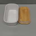 KOOV Porcelain Large Butter Dish with Lid, Airtight Butter Container with Oak Lid, Perfect for 2 Sticks, Texture Series (White)