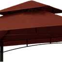 Grill Gazebo Replacement Canopy Roof  Hugline 5x8 Outdoor Grill Shelter Canopy Top Double Tiered BBQ Tent Cover Fit for Model L-GG001PST-F (Burgundy)
