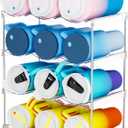 Yieach 4 Tier Stackable Water Bottle Organizer for Kitchen Cabinets,Countertop,Large Compartment Water Bottle Storage Rack for 40oz Yeti,Stanley Cup,Waterbottle and Other Tumbler Organizer,Wine Rack (Pack of 4 - Hold 12 Bottles, Clear)