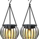 UBright Solar Lights Lanterns Outdoor Waterproof Hanging Solar Garden Lights for Outside Outdoor Lanterns Decorative for Yard Patio, 2 Pack (Standard, Warm White)