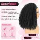 Kinky Curly Headband Wig for Black Women Glueless Afro Curly Synthetic Wig with Adjustable Headband Natural Hairline Soft Full Volume Easy Daily Wear (Natural Black)