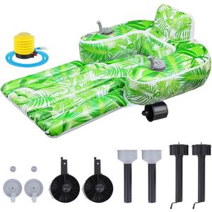 Motorized Pool Float for Adults, Inflatable Pool Lounger with Built in Dual Motor, Cup Holders, Backrest, Foot Pump for Lake, Beach, Summer Party, Leaves