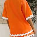 Fixmatti Women Two Piece Summer Sets Short Sleeve Button Down Shirts (Orange, M)