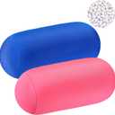 3 x Geelin 2 Pcs Microbead Roll Pillow 11.8 x 6.3 Inch Soft Pillow Bolster Cylindrical Pillow Microbead Pillows for Sleeping Home Travel Neck Head Back Support Rest (Pink, Blue)